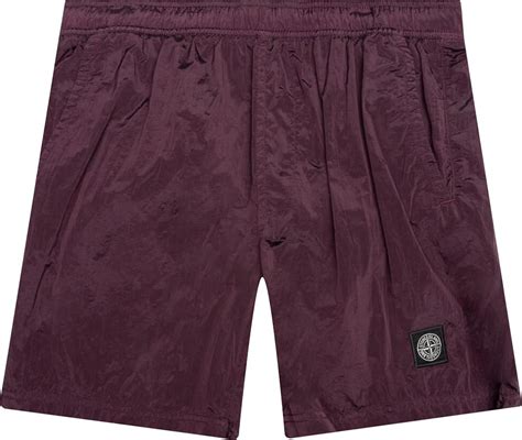 Burgundy Nylon Swim Trunks 